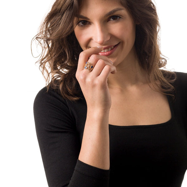 ANELLO_ISABELLA_BRONZO_SMALTO_BLU_INDOSSATO