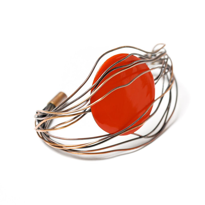 BRACCIALE_TAORMINA_NIDO_APERTO_SMALTATO_ARANCIONE_SCURO