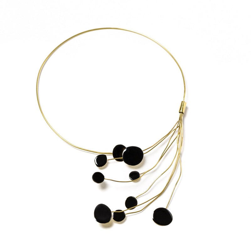 COLLANA_TAROMINA_TONDI_PIENI_MINI_OTTONE_SMALTATA_NERO