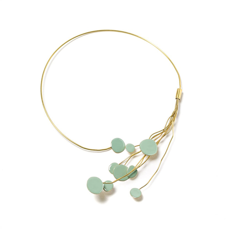 COLLANA_TAROMINA_TONDI_PIENI_MINI_OTTONE_SMALTATA_SALVIA
