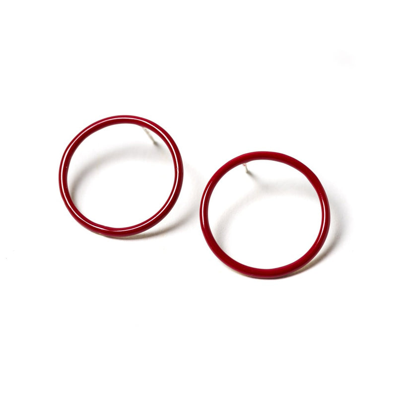 ORECCHINI_TAORMINA_CERCHI_VUOTI_OTTONE_SMALTATO_ROSSO